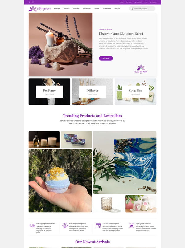 in2fragrance ecommerce website
